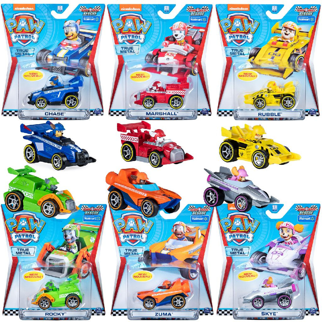 PAW Patrol Race Rescue Metal Voertuig - Prijs per Stuk