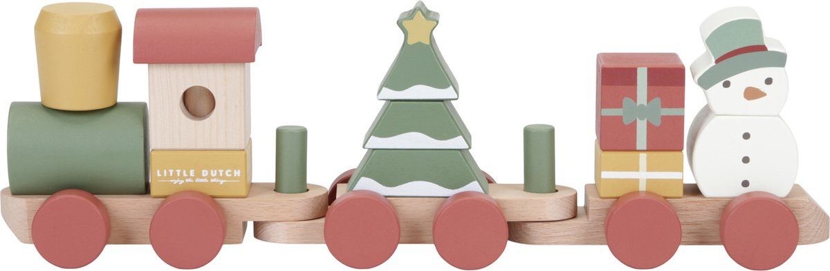 Little Dutch Houten Kerst Blokkentrein