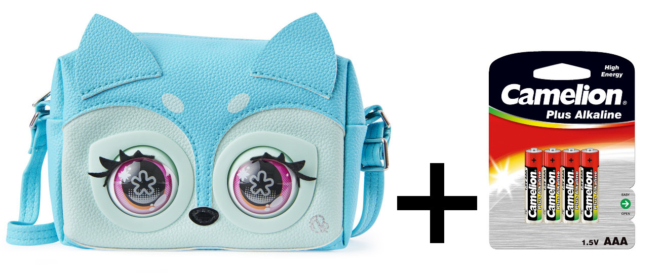 Purse Pets Handtas Fierce Fox - Vos - Blauw - met 4x AAA Batterijen 