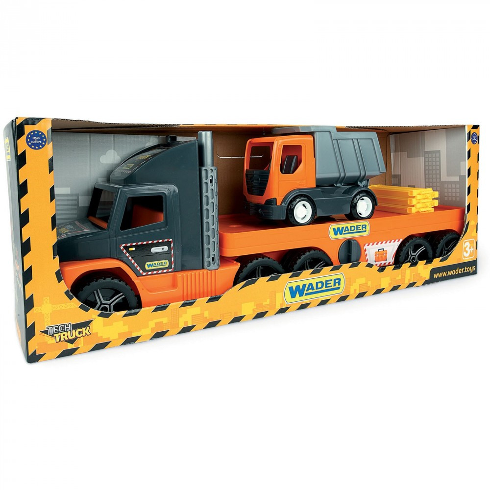 Wader Vrachtwagen Super Tech Truck Oplegger met kiepvrachtwagen