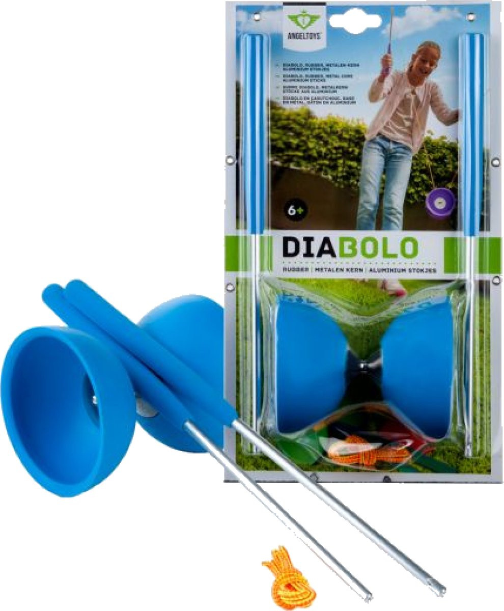 Diabolo Rubber met Metalen Stokjes - Blauw