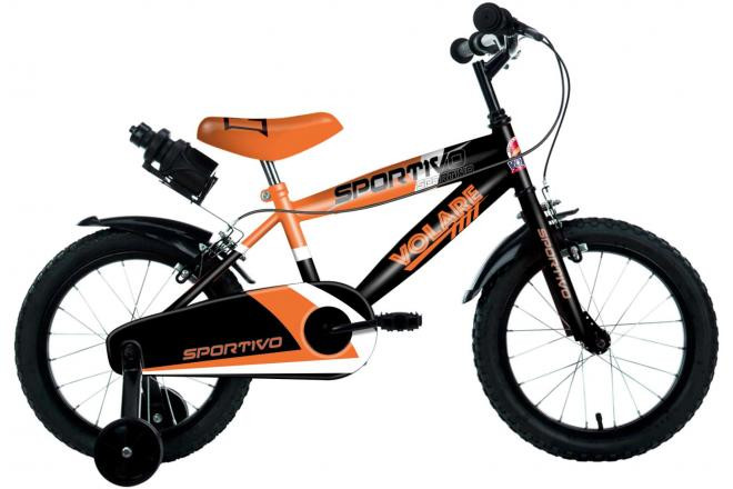 Volare Sportivo Kinderfiets - 14 Inch - Neon Oranje / Zwart - 2 Handremmen
