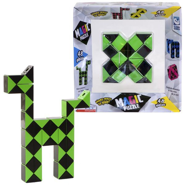 Clown Games Magic Puzzel - XL - 48 delig - Groen - Fidget Snake