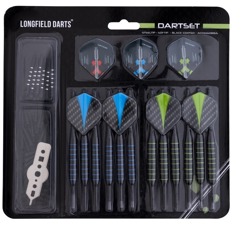 Longfield Steel / Softtip Darts - Black Coated - 6 Steel & 6 Softtip Darts en Accessoires