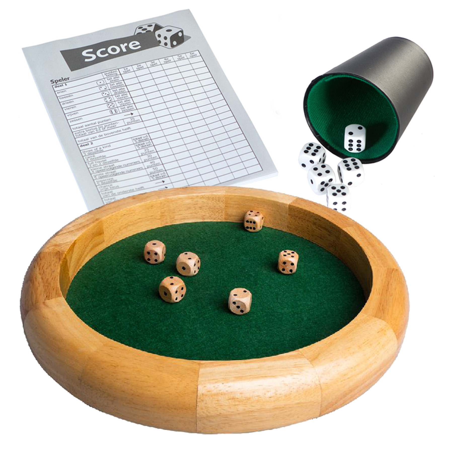 Clown Games Dobbelbak en Yahtzee Dobbelset - Voordeelpakket 