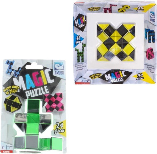 Clown Games Magic Puzzel - L + XL - Groen - en Geel - Voordeelpakket - Fidget Snake  