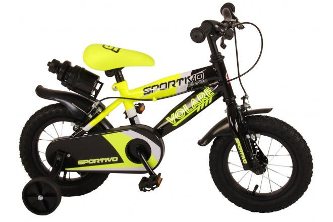 Volare Sportivo Kinderfiets - 12 Inch - Neon Geel / Zwart - 2 Handremmen 