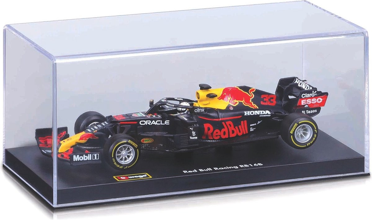 Bburago Red Bull Racing RB16B #33 Max Verstappen Formule 1 seizoen 2021 schaalmodel in luxe bewaarcase - modelauto schaal 1:43