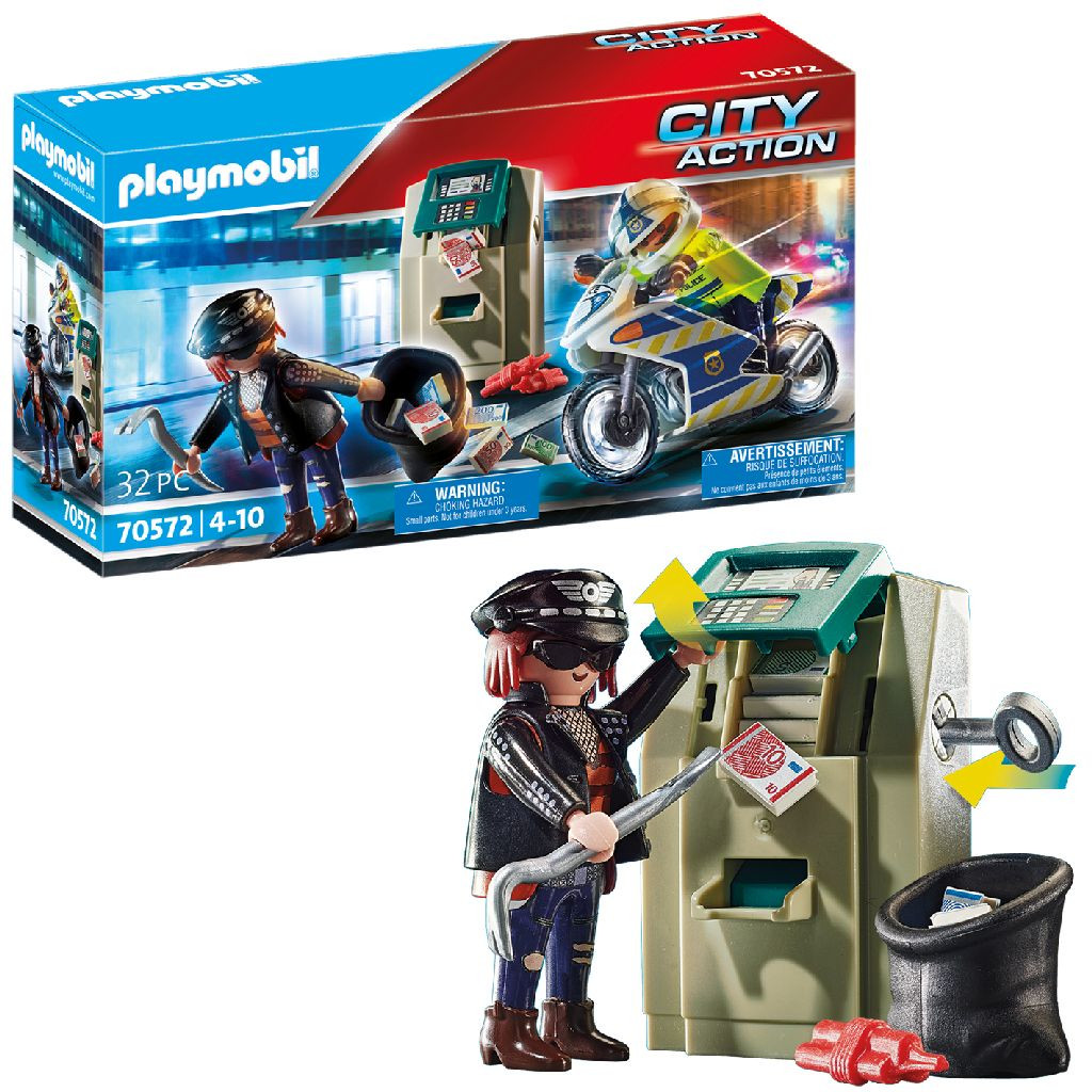 70572 PLAYMOBIL City Action Politiemotor: Achtervolging van de Geldrover