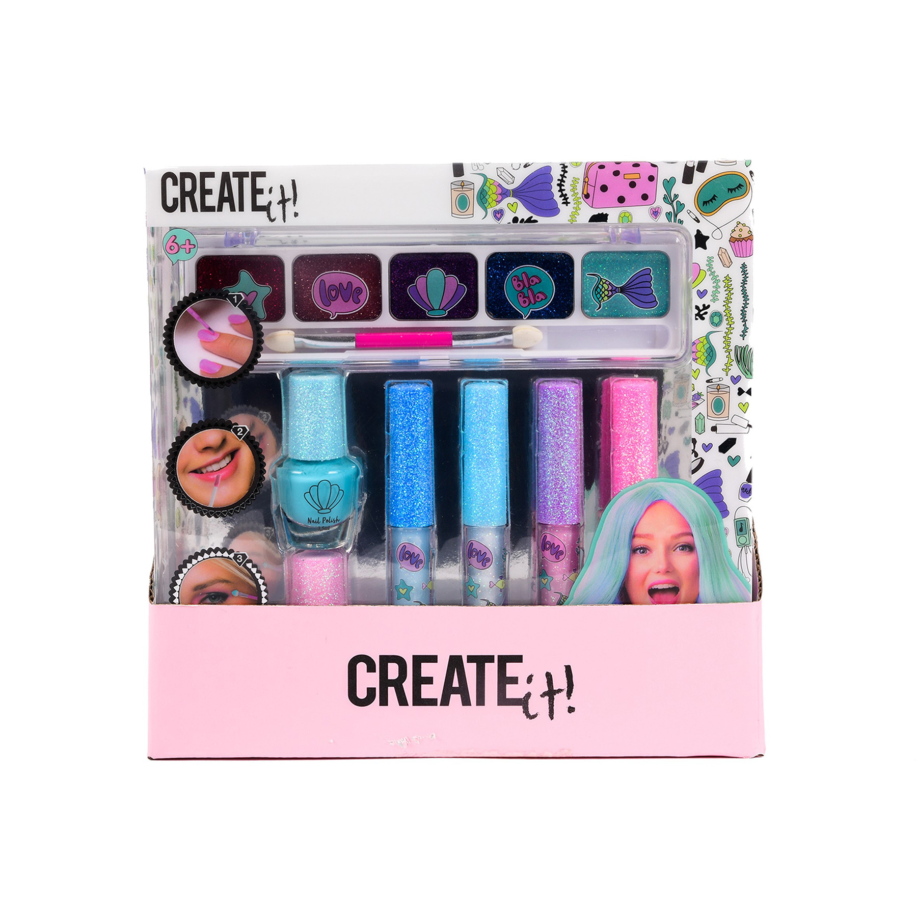 Create It Make Up Set Zeemeermin Glitter 7-Delig - Prijs per Stuk