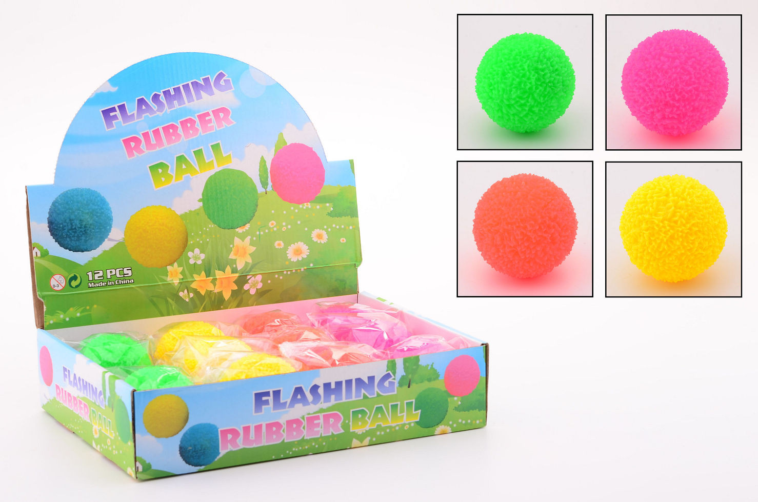 Rubber Stuiterbal Met Licht In Frost-style - Prijs per Stuk
