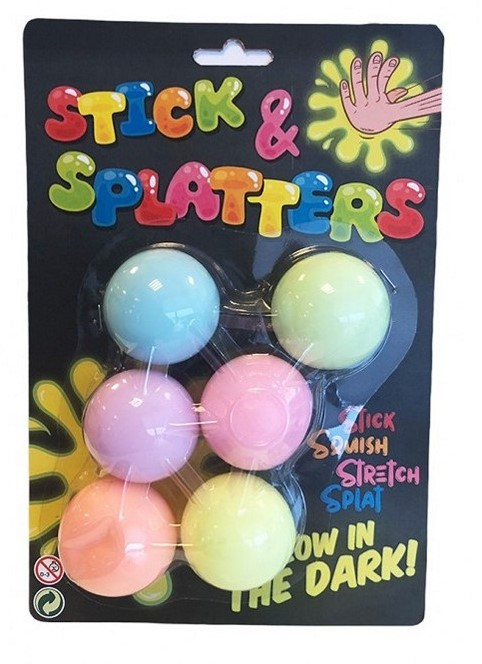 Sticky Stretch Glow in the Dark Ballen - Fidget - 6 Stuks