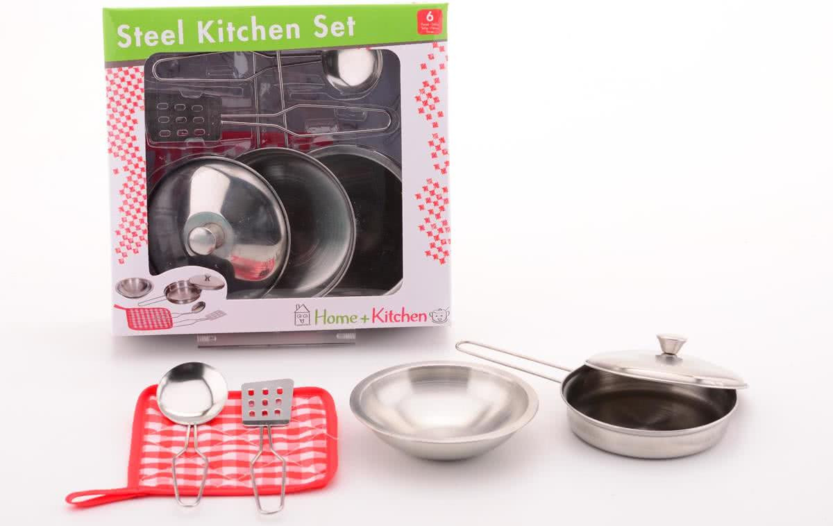 Home and Kitchen Stalen Pannenset 6 delig