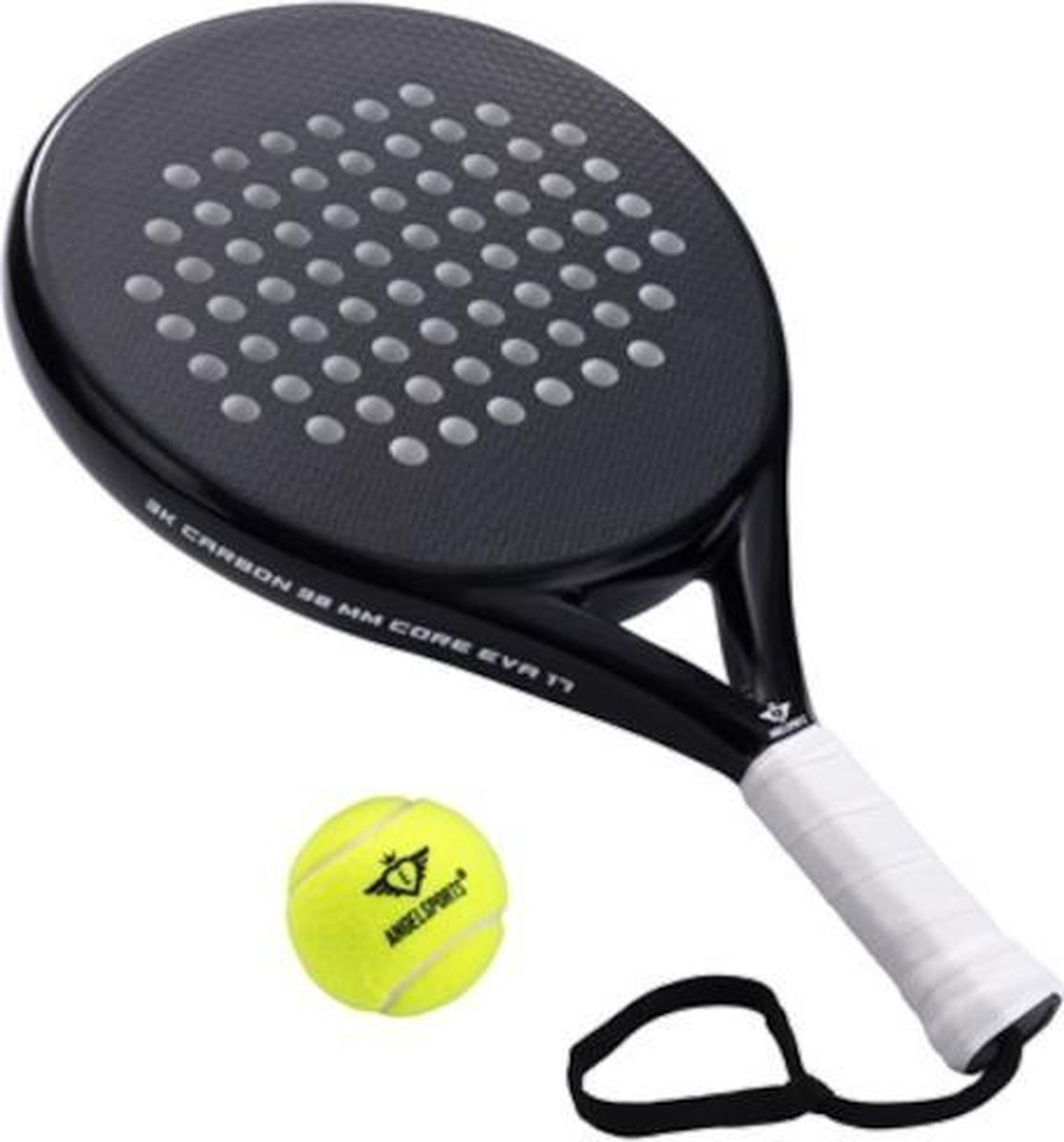 Angelsports Padelracket 52 X 36,5 Cm P46 Eva17 Carbon Zwart