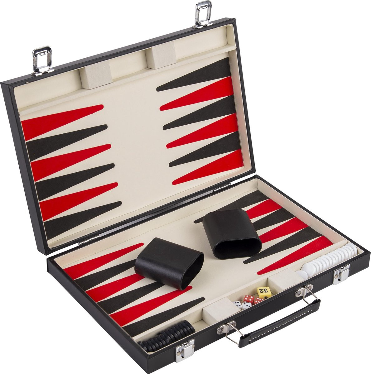 Backgammon Spel - 15 Inch - Rood & Zwart 