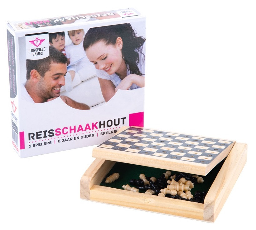 Schaakspel - Klein - 12 x12 cm - Rubberhout