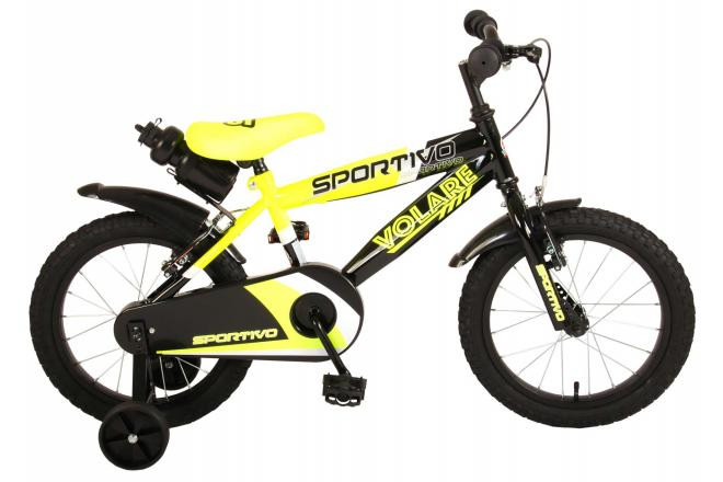 Volare Sportivo Kinderfiets - 16 Inch - Neon Geel / Zwart - 2 Handremmen