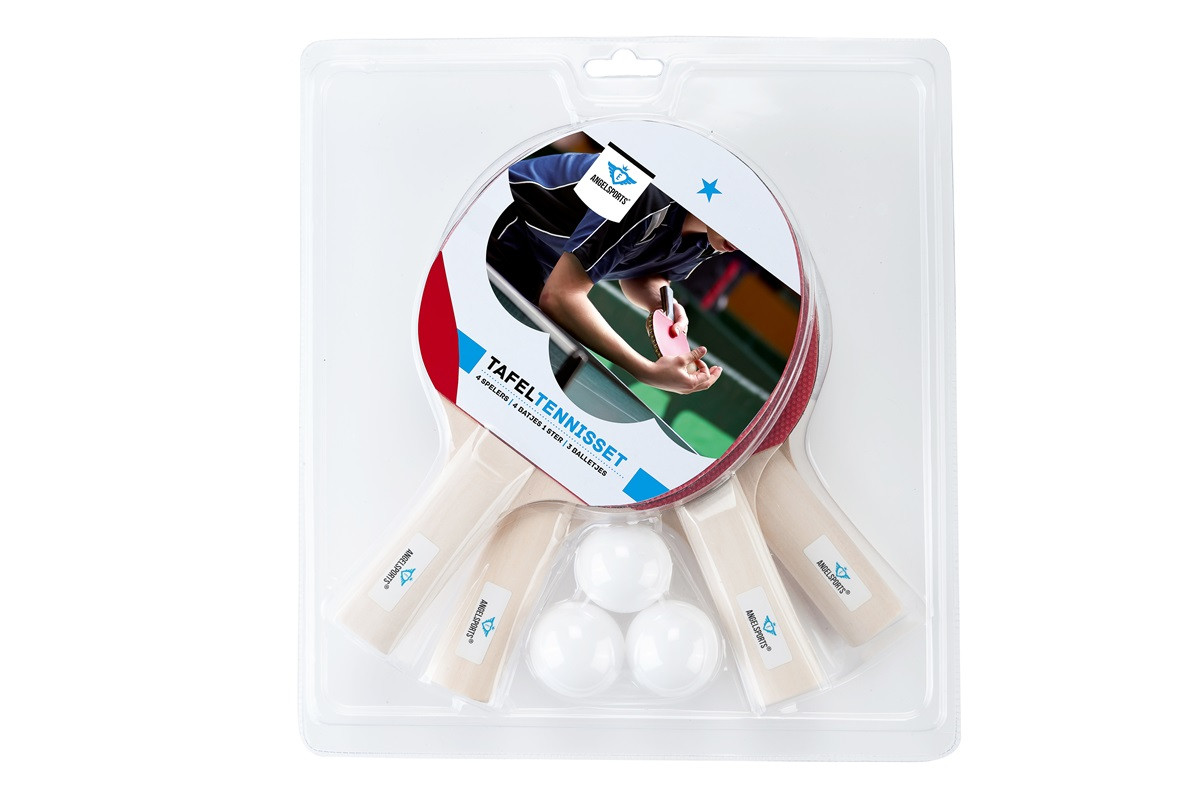 Tafeltennis Set (1 Ster) - met 4 Bats en 3 Ballen