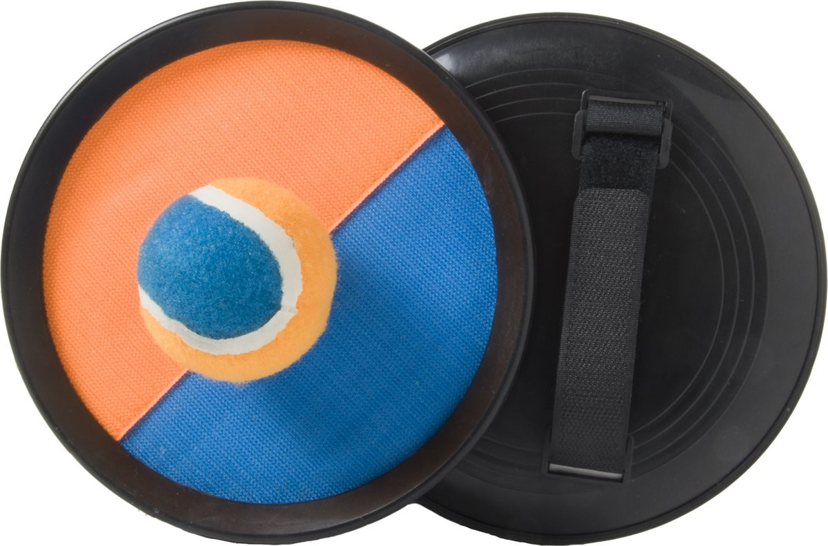 Catchballset met Klittenband - Oranje / Blauw