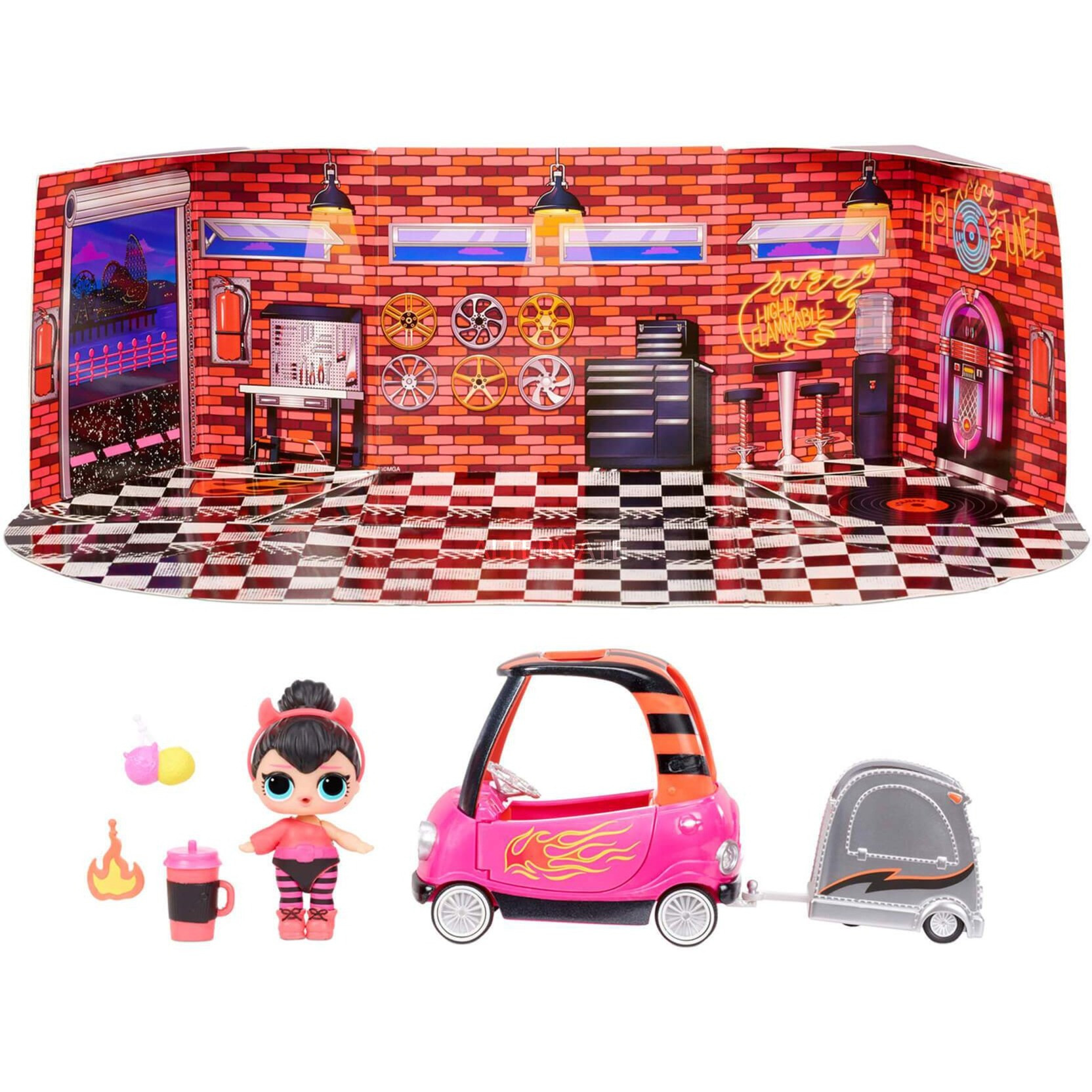 L.O.L. Surprise! Furniture met Pop - BB Auto Shop & Spice - Serie 4 - Speelset