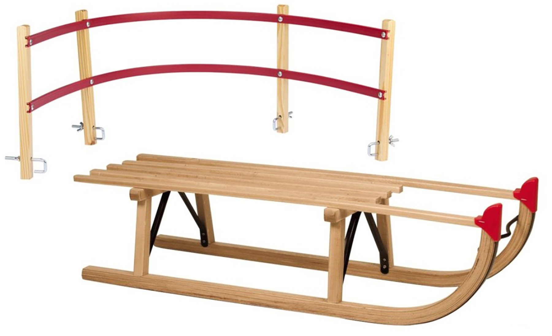 Nijdam Davos Slee - Slede met Rugleuning - L - 100 cm - Hout - Rood