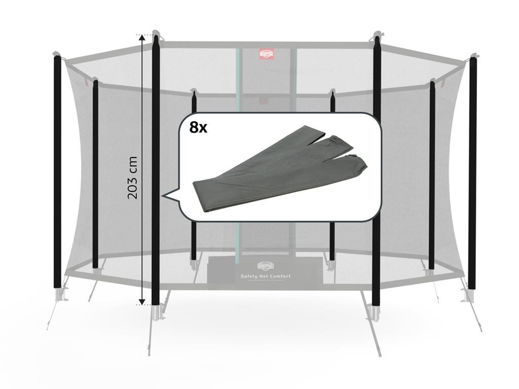 BERG Trampoline Veiligheidsnet - Safety Net Comfort - Paalhoezen 203 cm - 8 Stuks