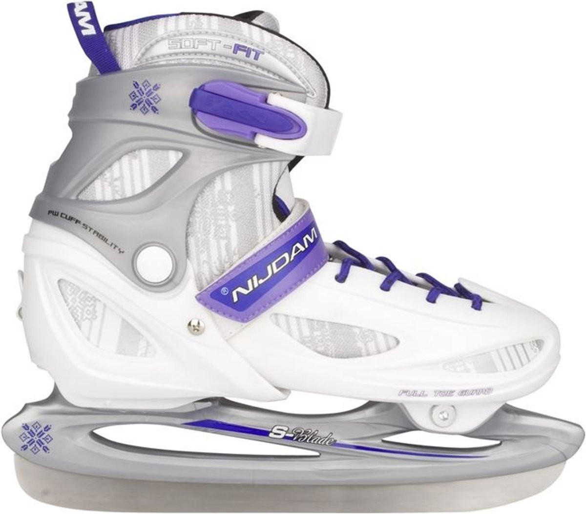 Nijdam Kunstschaats Ice Fairy - Verstelbaar - Maat 30-33 - Paars / Wit - Hardboot
