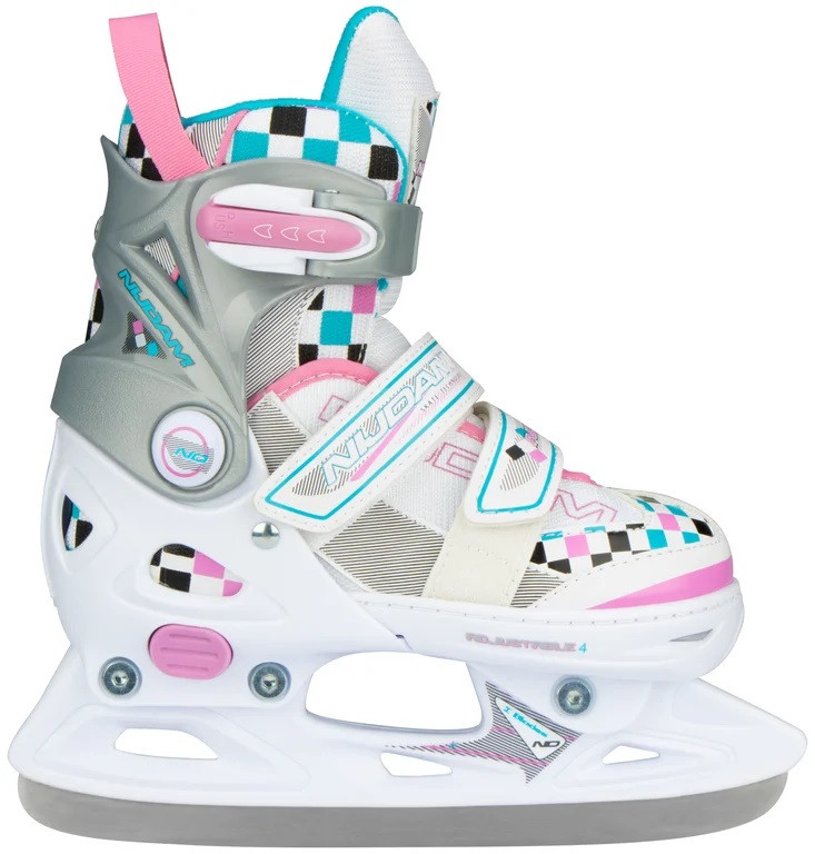 Nijdam Kunstschaats Grease Dance - Verstelbaar - Semi-Softboot - Wit / Roze / Blauw - Maat 33-36