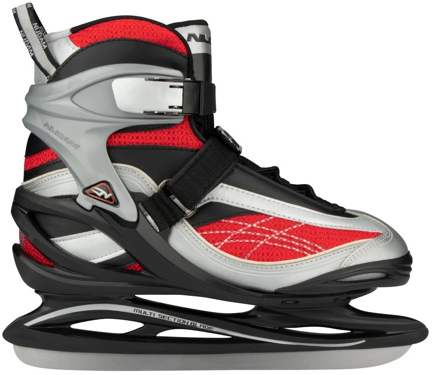 Nijdam IJshockeyschaats Pro-Line - Semi-Softboot - Grijs / Zwart / Rood - Maat 37