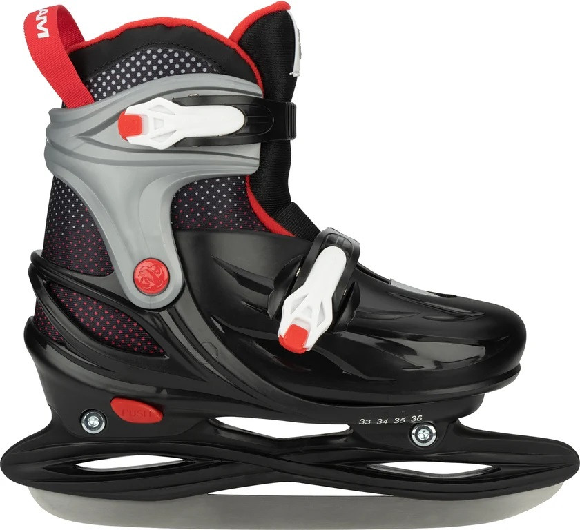 Nijdam IJshockeyschaats Rink Raptor - Hardboot - Verstelbaar - Zwart / Rood - Maat 29-32