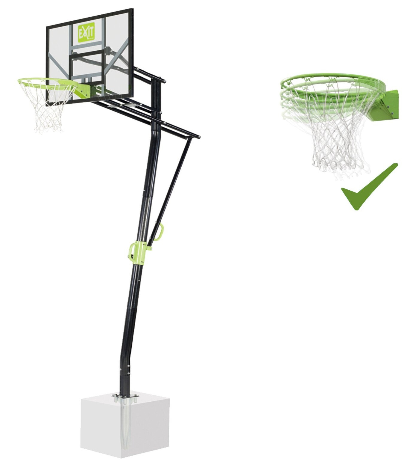 EXIT Galaxy Basketbalbord - Voor Grondmontage met Dunkring - Groen / Zwart